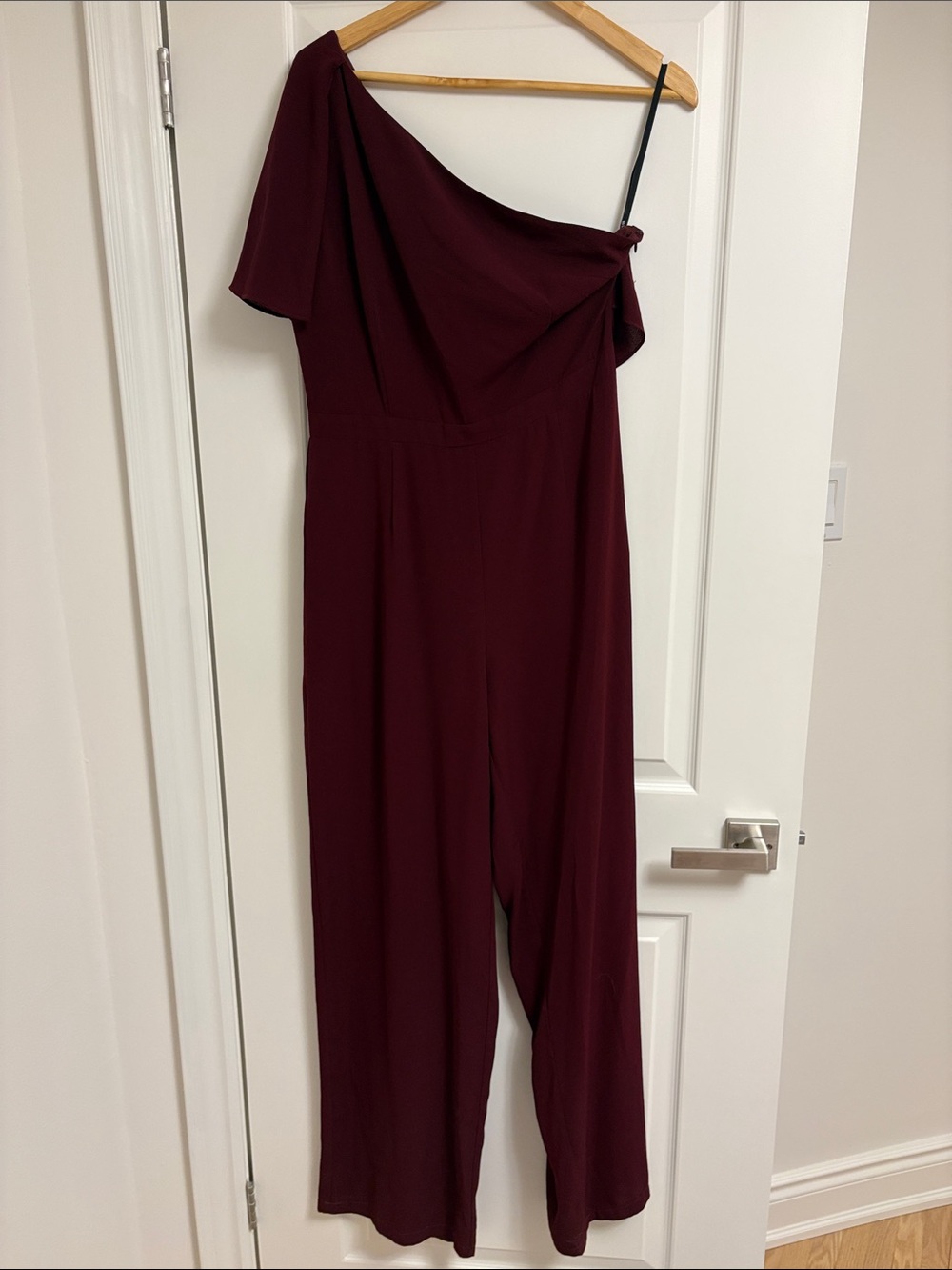 BB Dakota One-Shoulder Wine Jumpsuit